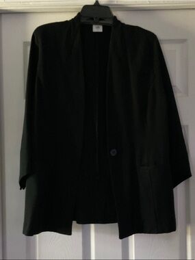 Women's Black Open-Front Blazer Jacket - Timeless Elegance